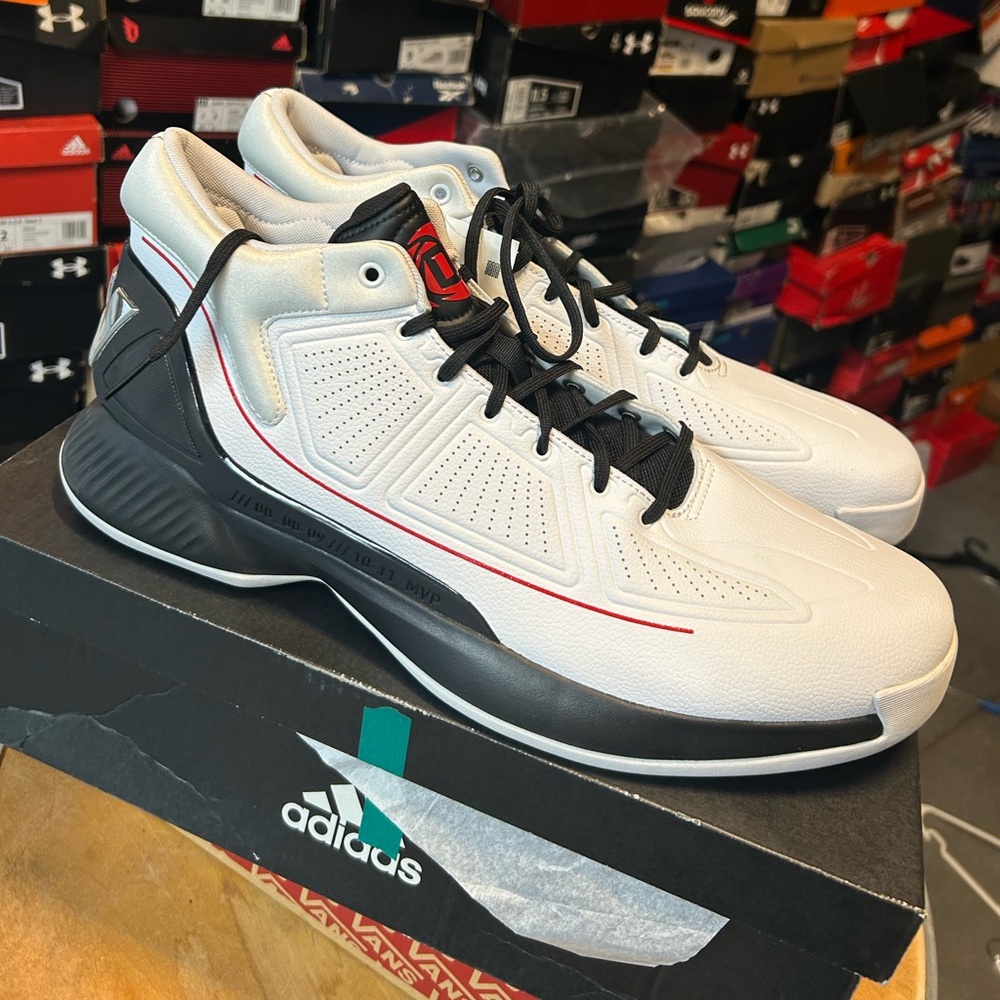 adidas D Rose 10 White Black Red EH2369 Men’s Basketball Shoes Size 16 New W/Box